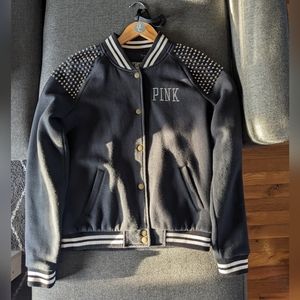 Victoria Secret PINK Varsity Bomber Studded Vintage Jacket